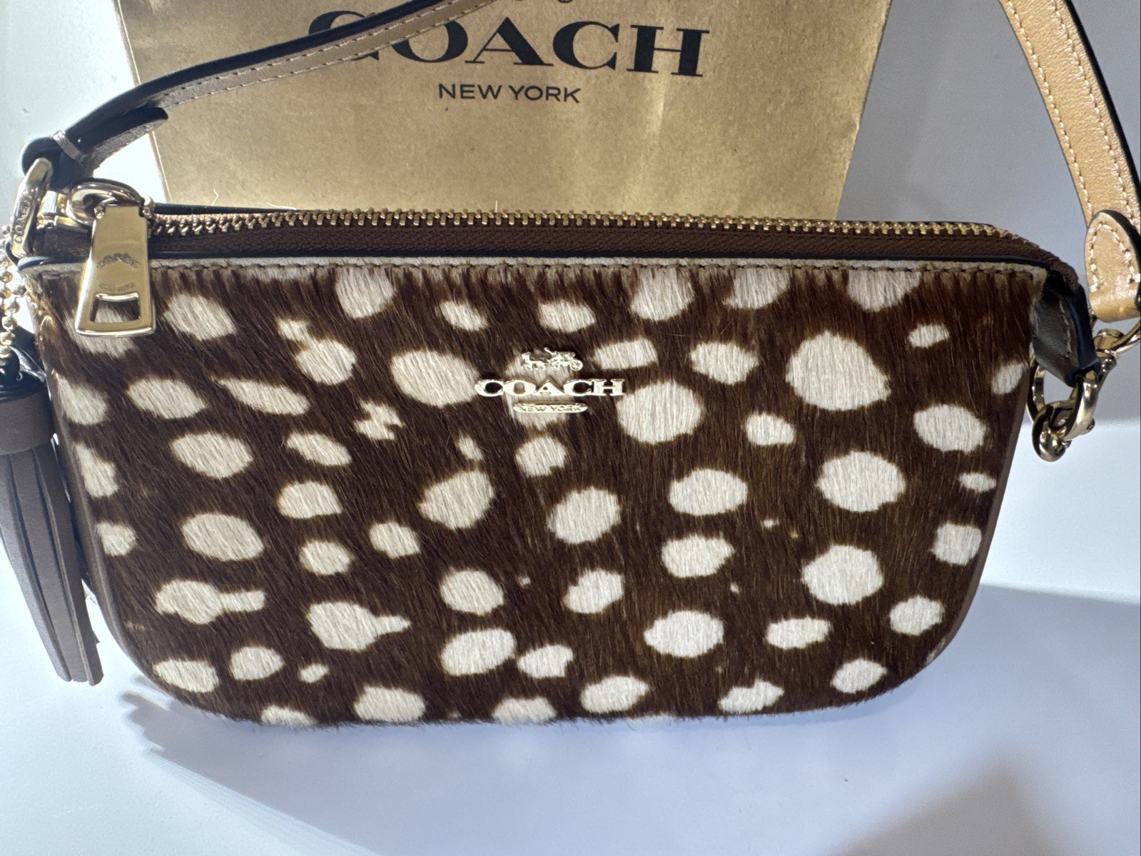 Coach Nolita 19 with Deer Print CDW35 IMBMC Haircalf & Leather Gold Hardware