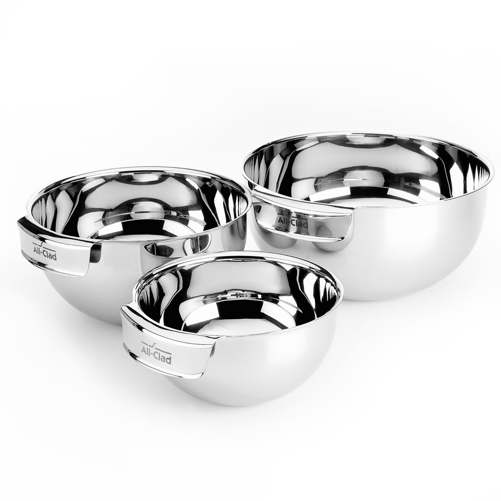 All-Clad 3 Piece Stainless Mixing Bowls Food Prep Baking Set