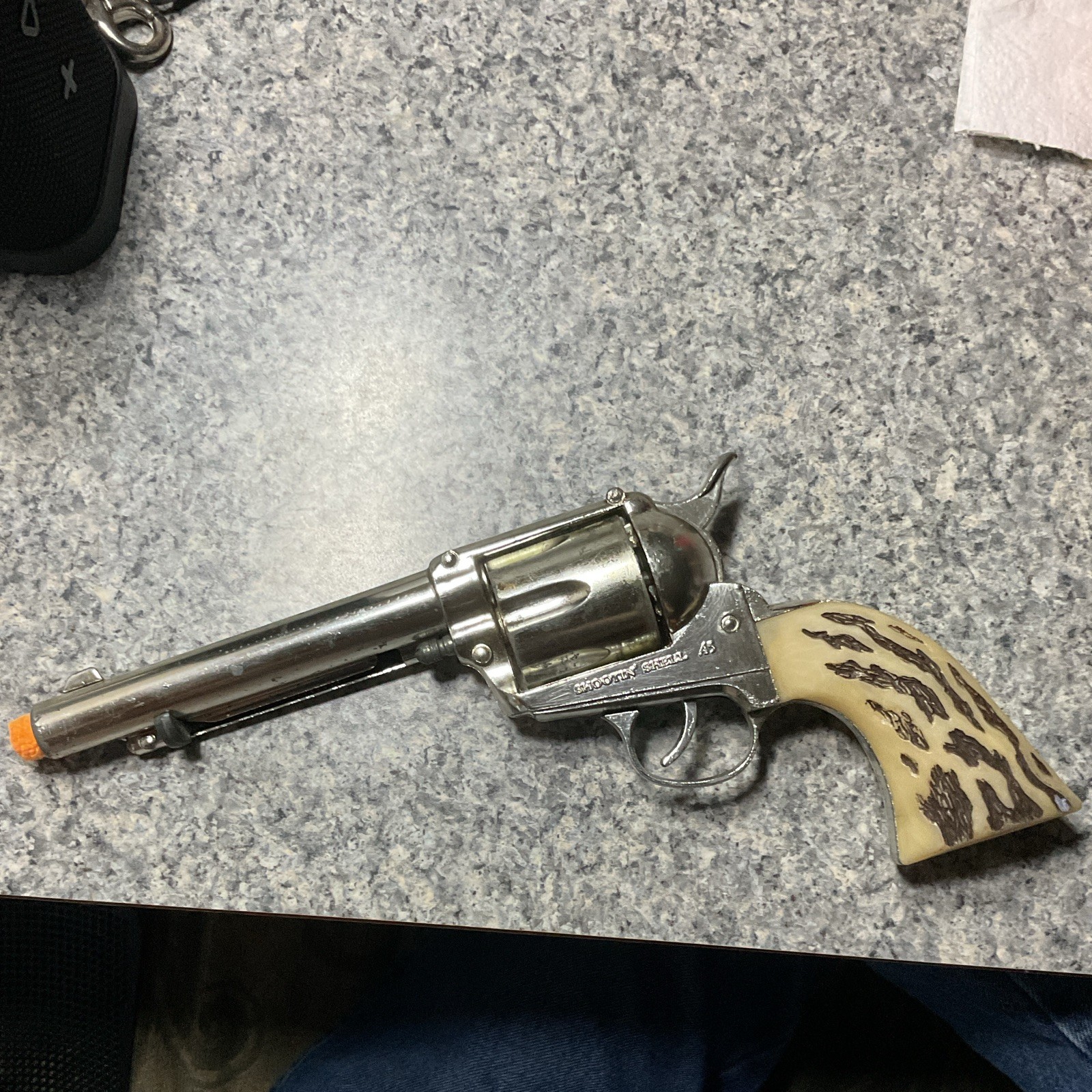 Mattel Shootin\' Shell .45 Diecast Cap Gun vintage for collection or display