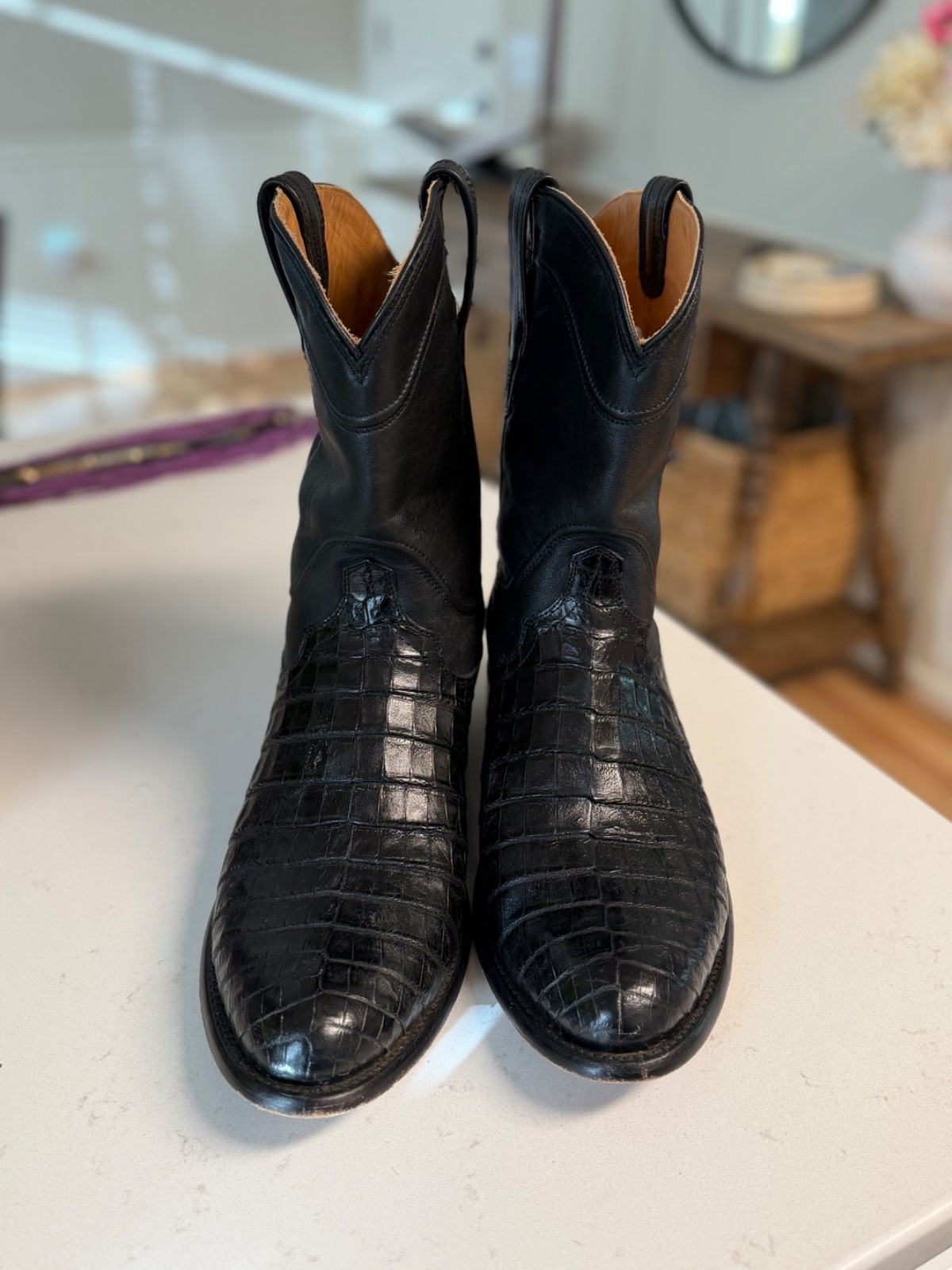 Tecovas The Earl Men’s US Size 11.5D Carbon Caiman Round Toe Roper Boots