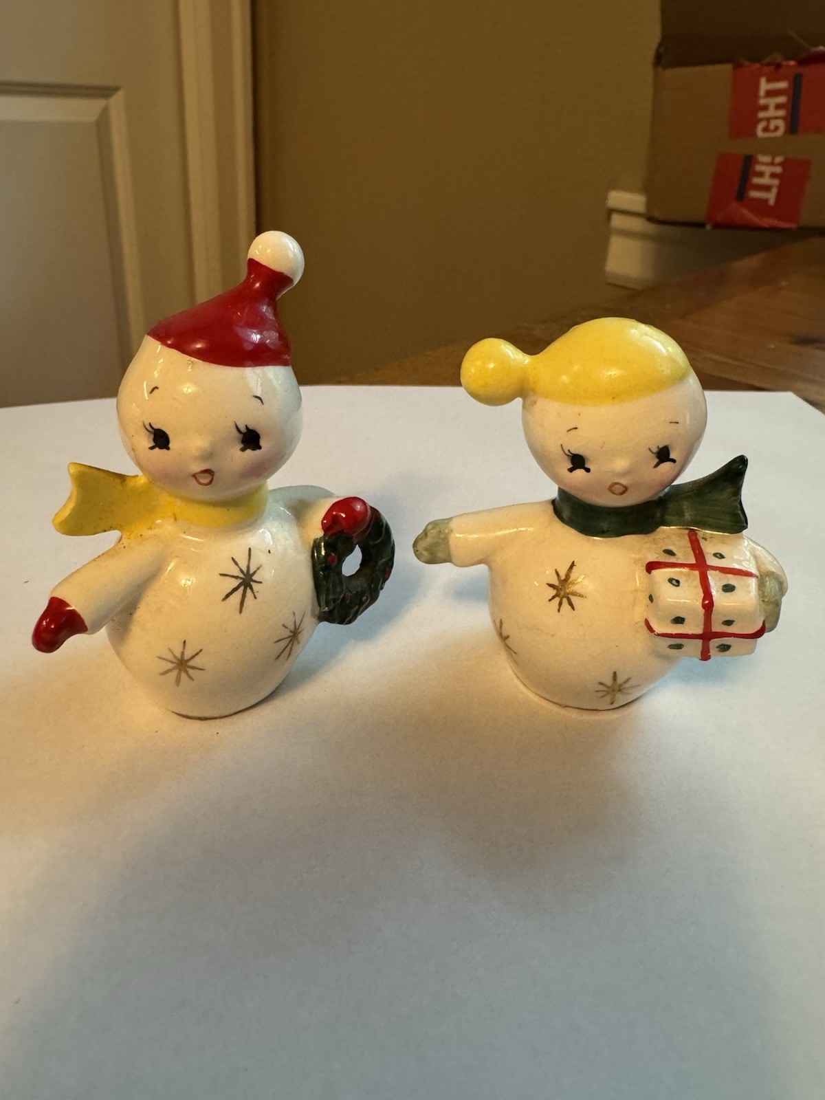 Vintage Norcrest Japan Ceramic Christmas Snowmen Salt And Pepper Shakers, RARE Vintage Norcrest Japan Ceramic Christmas Snowmen Salt And Pepper Shakers, RARE