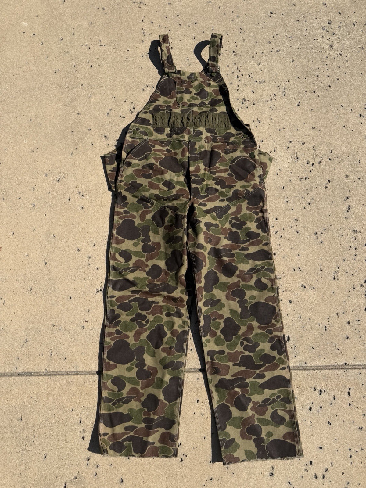 Vintage Cabelas Overall Bibs Mens Large Duck Camo Waterfowl Hunting USA Made Vintage Cabelas Overall Bibs Mens Large Duck Camo Waterfowl Hunting USA Made