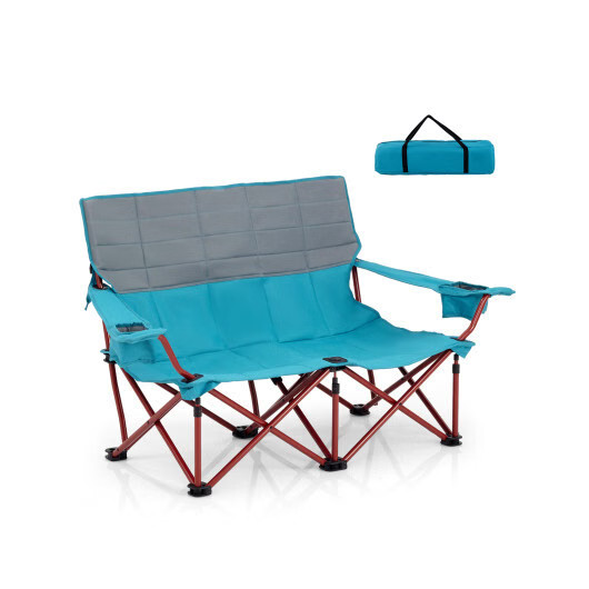 Oversized Camping Chair Folding Loveseat Camping Couch with Cup Holders & Thick Oversized Camping Chair Folding Loveseat Camping Couch with Cup Holders & Thick