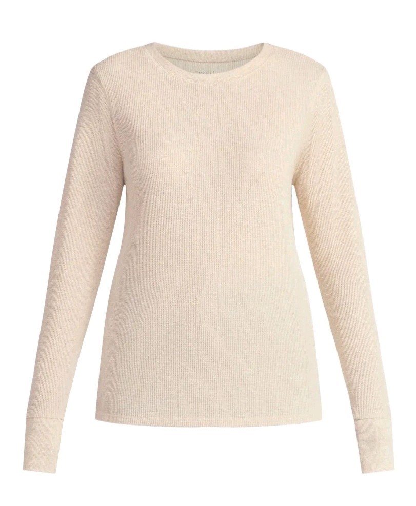 NWT Time And Tru Women\'s Long Sleeve Thermal Waffle Knit Top Size Medium Oatmeal NWT Time And Tru Women\'s Long Sleeve Thermal Waffle Knit Top Size Medium Oatmeal