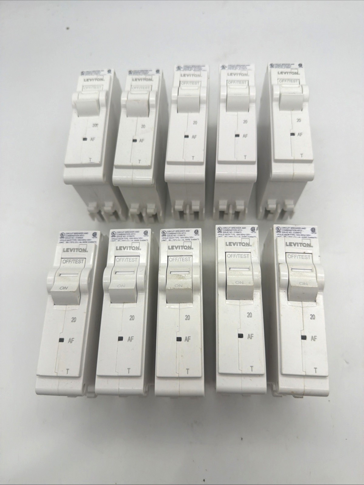 LEVITON LB120-AFT 20A 1-POLE AFCI THERMAL MAGNETIC BREAKER OPEN BOX LOT OF 10