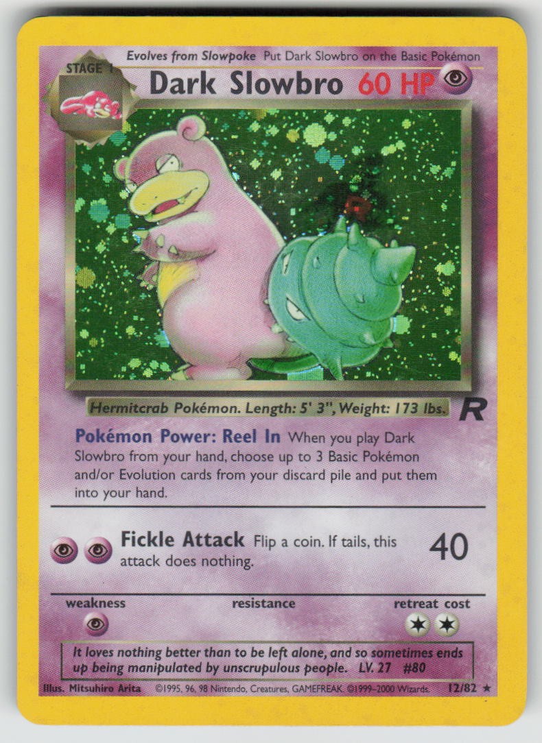Dark Slowbro Unlimited Holo 12/82 Rare Team Rocket Pokemon LP