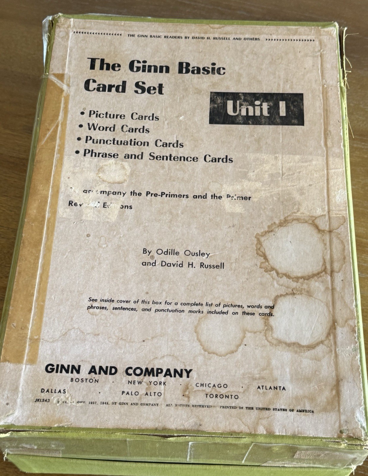 Vintage Ginn Basic Card Set Unit 1 Word Cards Sentence Phrase Punctuation 1957