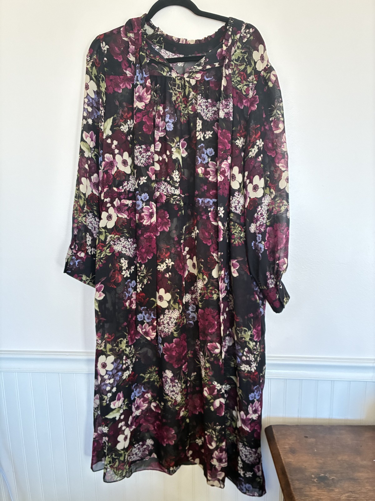 Julia Jordan Maxi Dress Size 16 Purple Blue Floral Chiffon