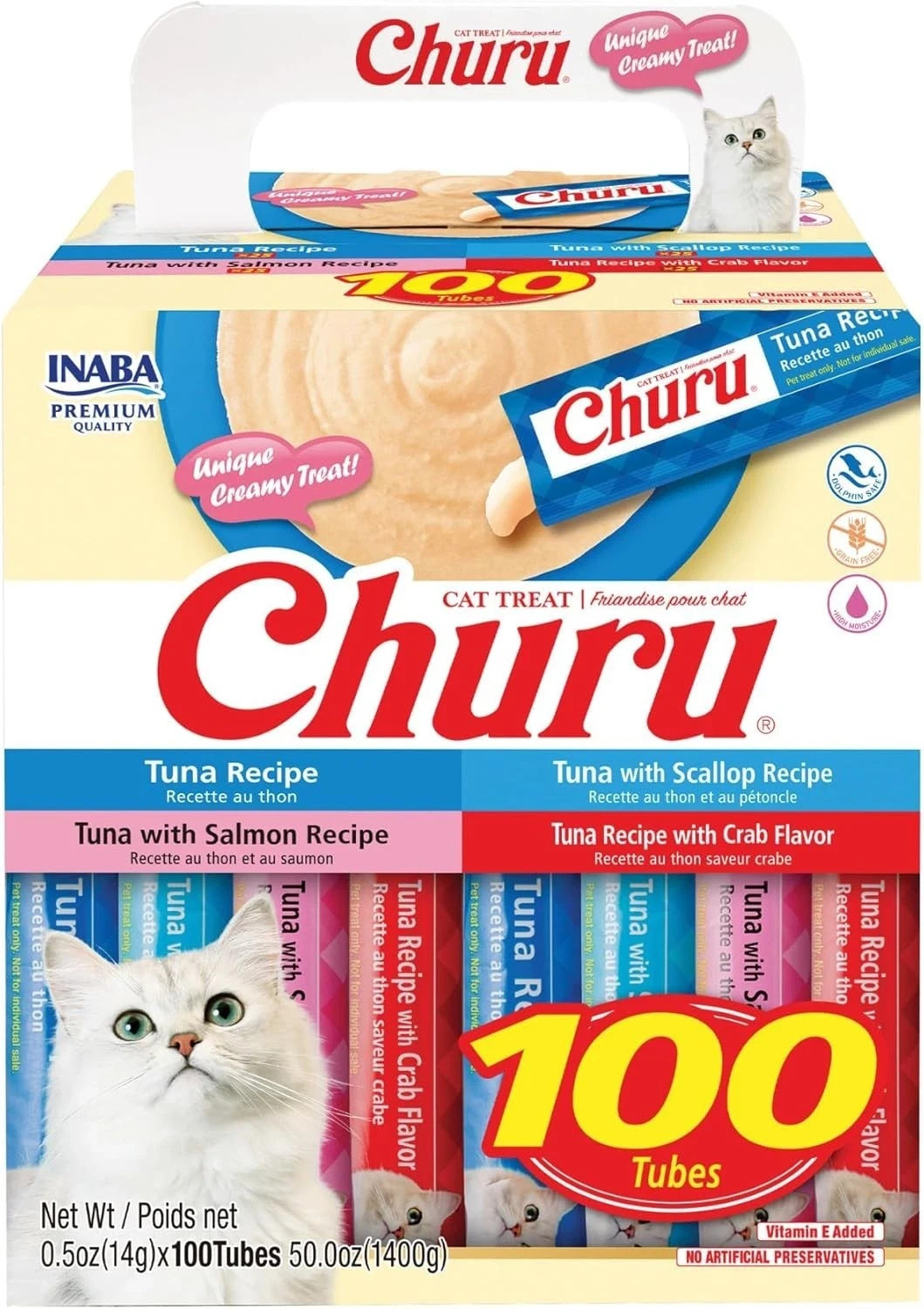 INABA Churu Cat Treats, Lickable and Squeezable Cream Pâté with Vitamin E,0.5 oz