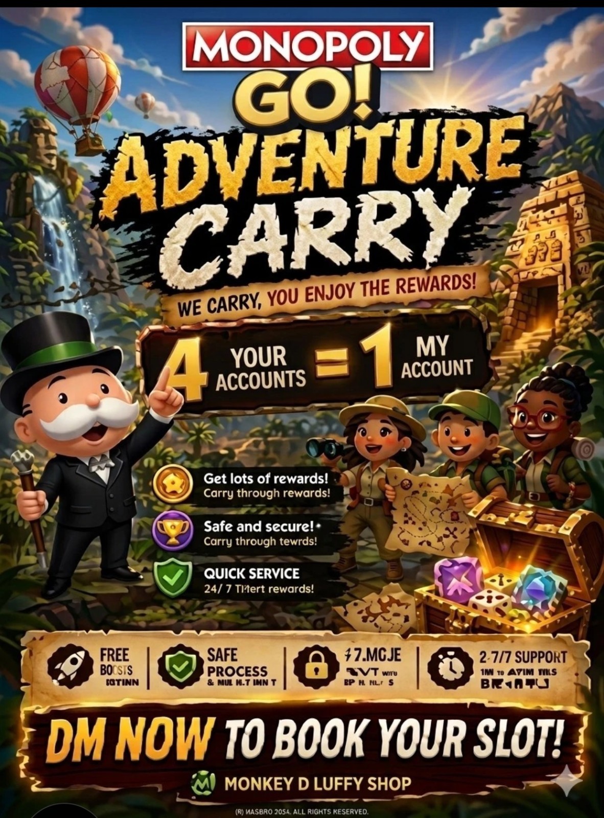 Monopoly Go Adventures Club Event 500-700 points 1:4 Monopoly Go Adventures Club Event 500-700 points 1:4