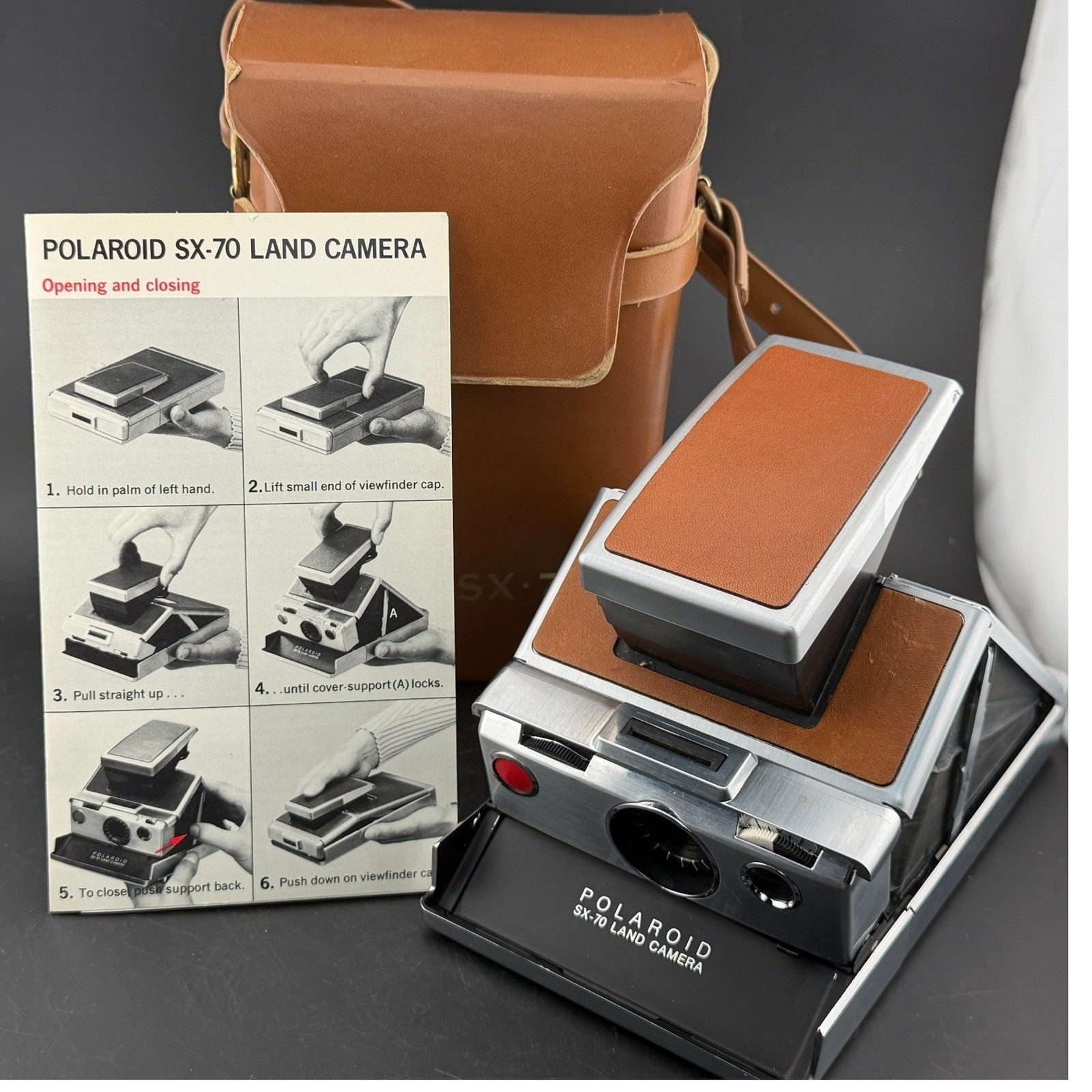 Vintage Polaroid SX-70 Land Camera-Folding Instant, Chrome Tan, Leather Case Vintage Polaroid SX-70 Land Camera-Folding Instant, Chrome Tan, Leather Case