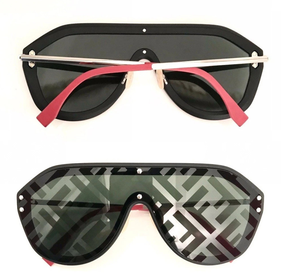 Fendi Men FF M0039/G 807 XR Shield Plastic Black Sunglasses Fendi Men FF M0039/G 807 XR Shield Plastic Black Sunglasses