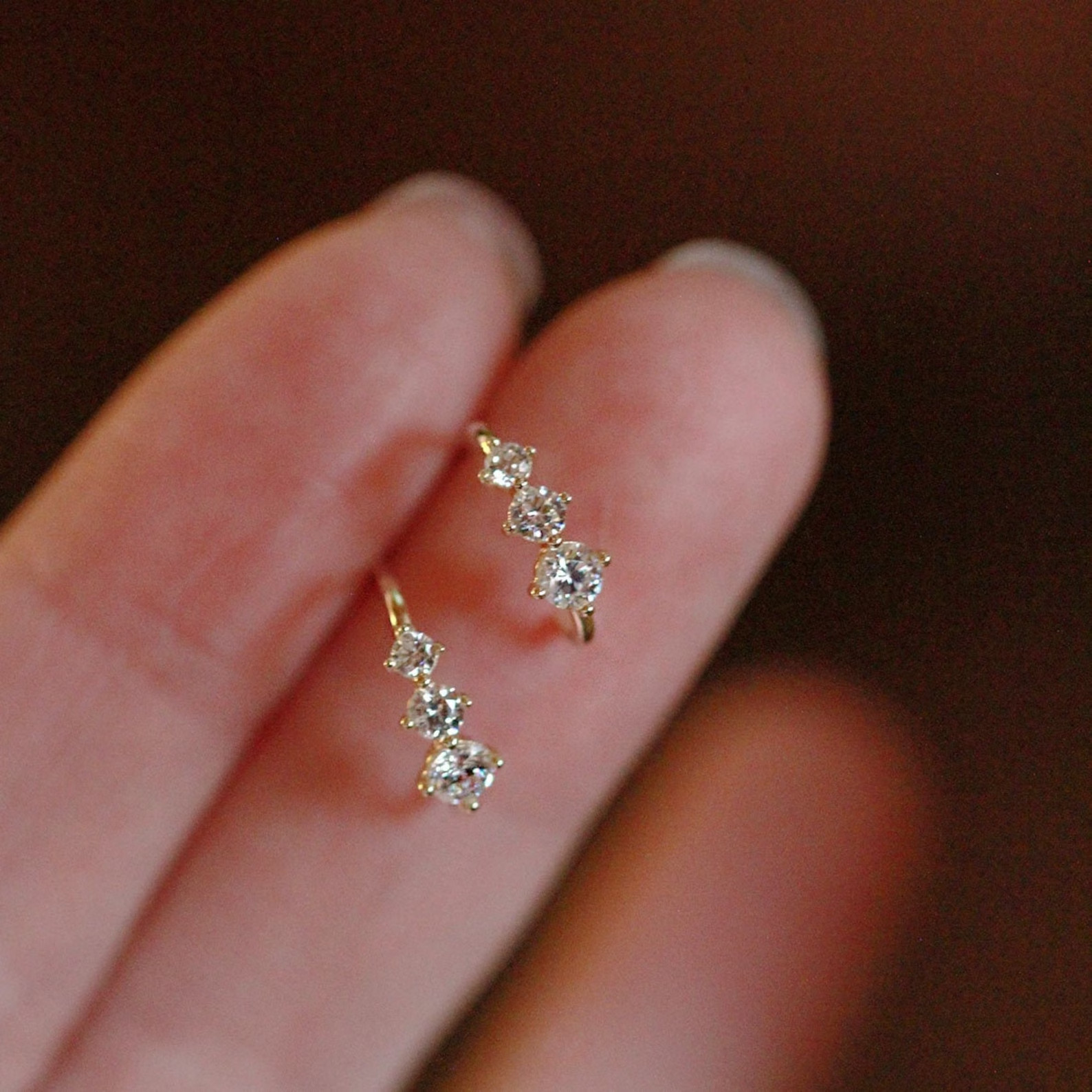 Most Viral Mini 0.30Ct Round Natural Diamond Half Hoop Earrings 14k Yellow Gold