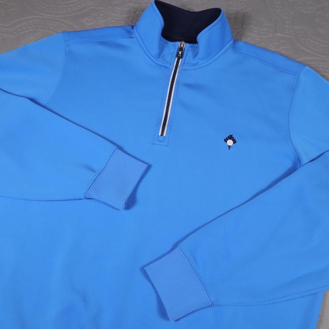 F&G Tech 1/4 Zip Pullover Mens Medium Blue Long Sleeve Golf Course Performance