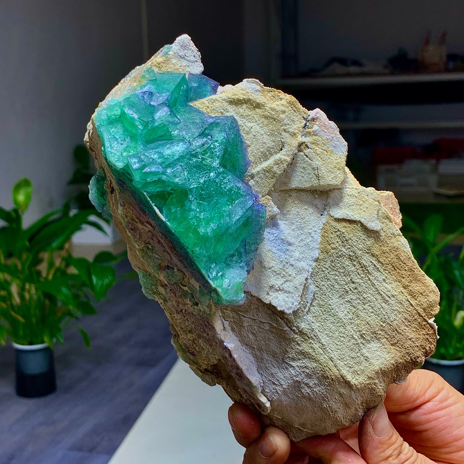 2.78LB Natural Green Fluorite  Cube Crystal Mineral Specimen