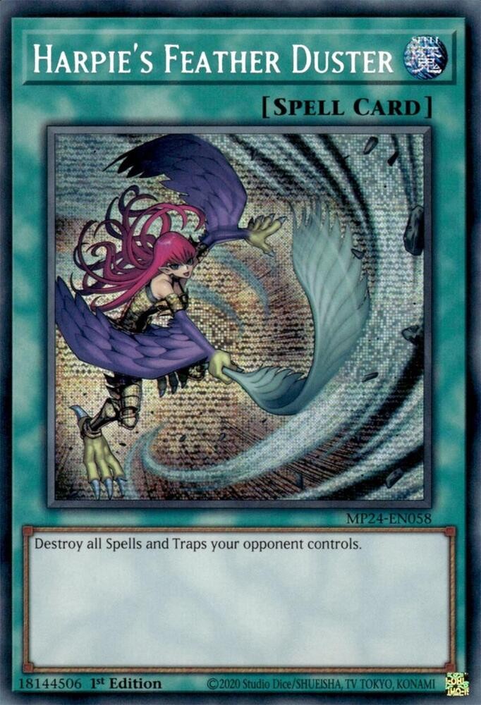 YUGIOH 1x Harpie's Feather Duster Alternate Prismatic Secret Rare MP24-EN058 NM YUGIOH 1x Harpie's Feather Duster Alternate Prismatic Secret Rare MP24-EN058 NM