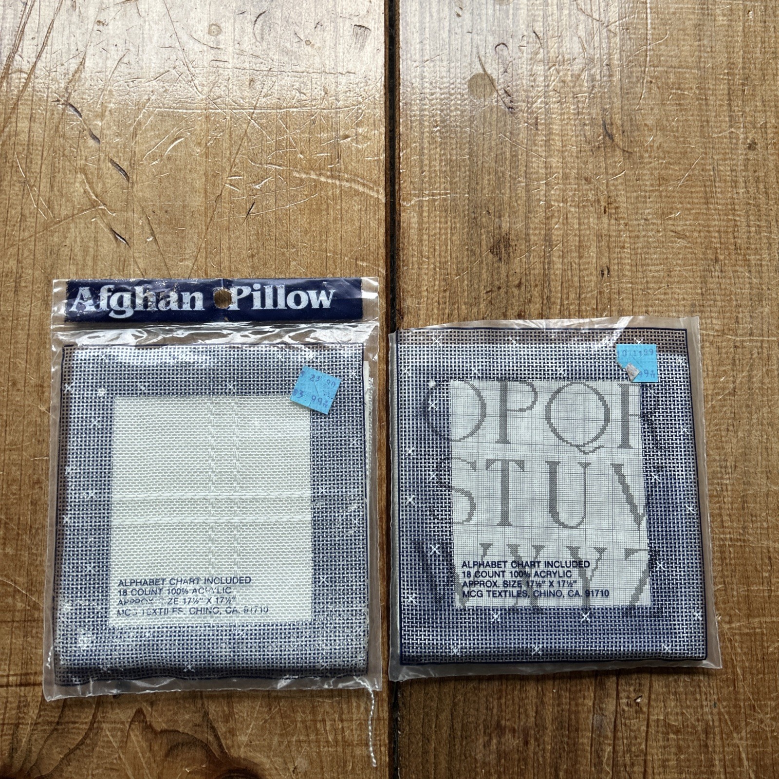 Vintage 2 Afghan Pillow Cross Stitch Fabric 18 Count 100% Acrylic 17.5” x 17.5”