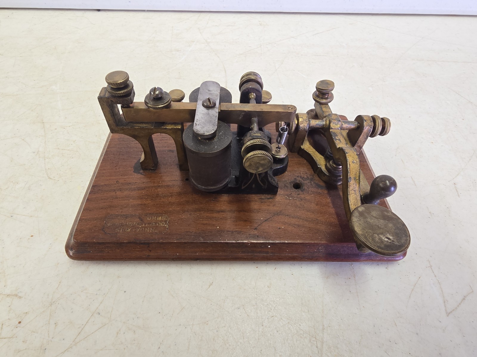 Antique 19C JH Bunnell Pat Date May 1 1877 Morse Code Telegraph Key & Sounder