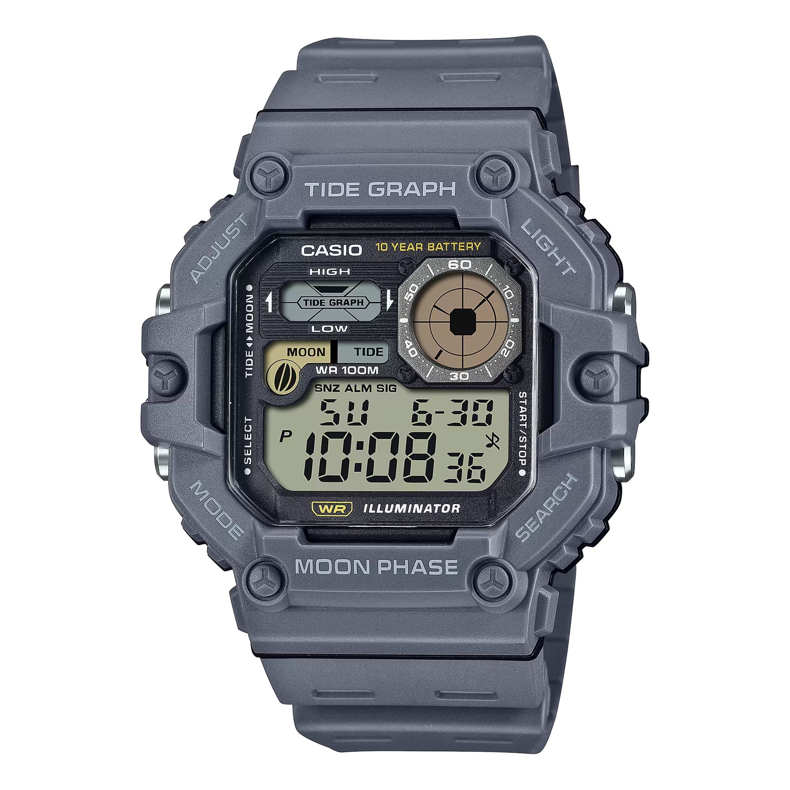 Casio Men\'s Digital Watch with Gray Resin Band - WS-1700H-8AVCF