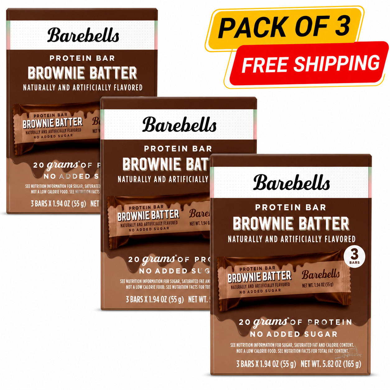 Barebells Protein Bars with 20G High Protein, 1.9Oz Bars, Brownie Batter -12 Ct Barebells Protein Bars with 20G High Protein, 1.9Oz Bars, Brownie Batter -12 Ct