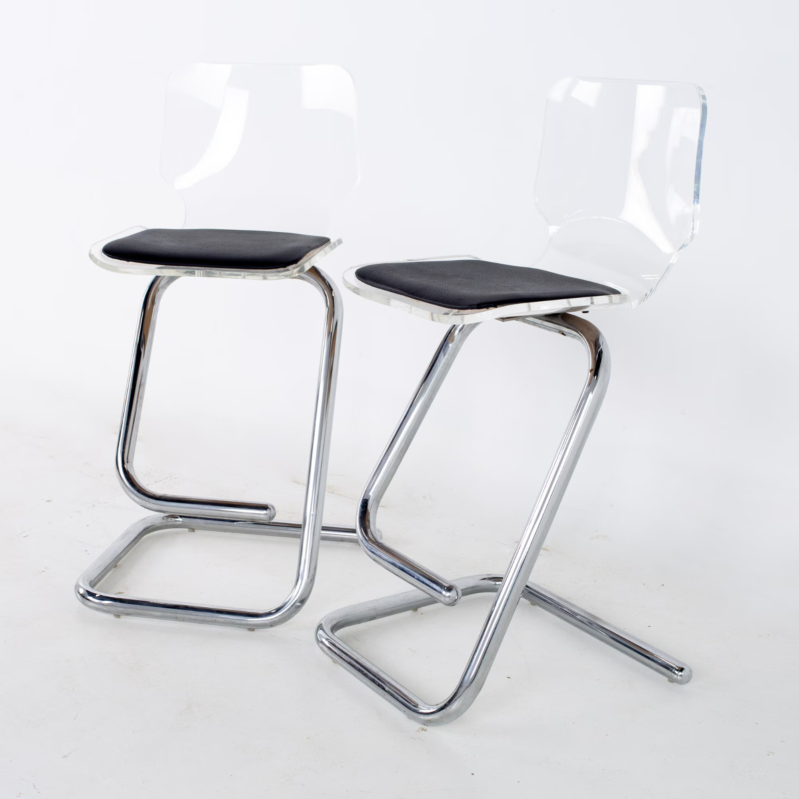 VINTAGE 1970s Luigi Bardini Lucite & Chrome Illuminating MCM Barstools-Original VINTAGE 1970s Luigi Bardini Lucite & Chrome Illuminating MCM Barstools-Original
