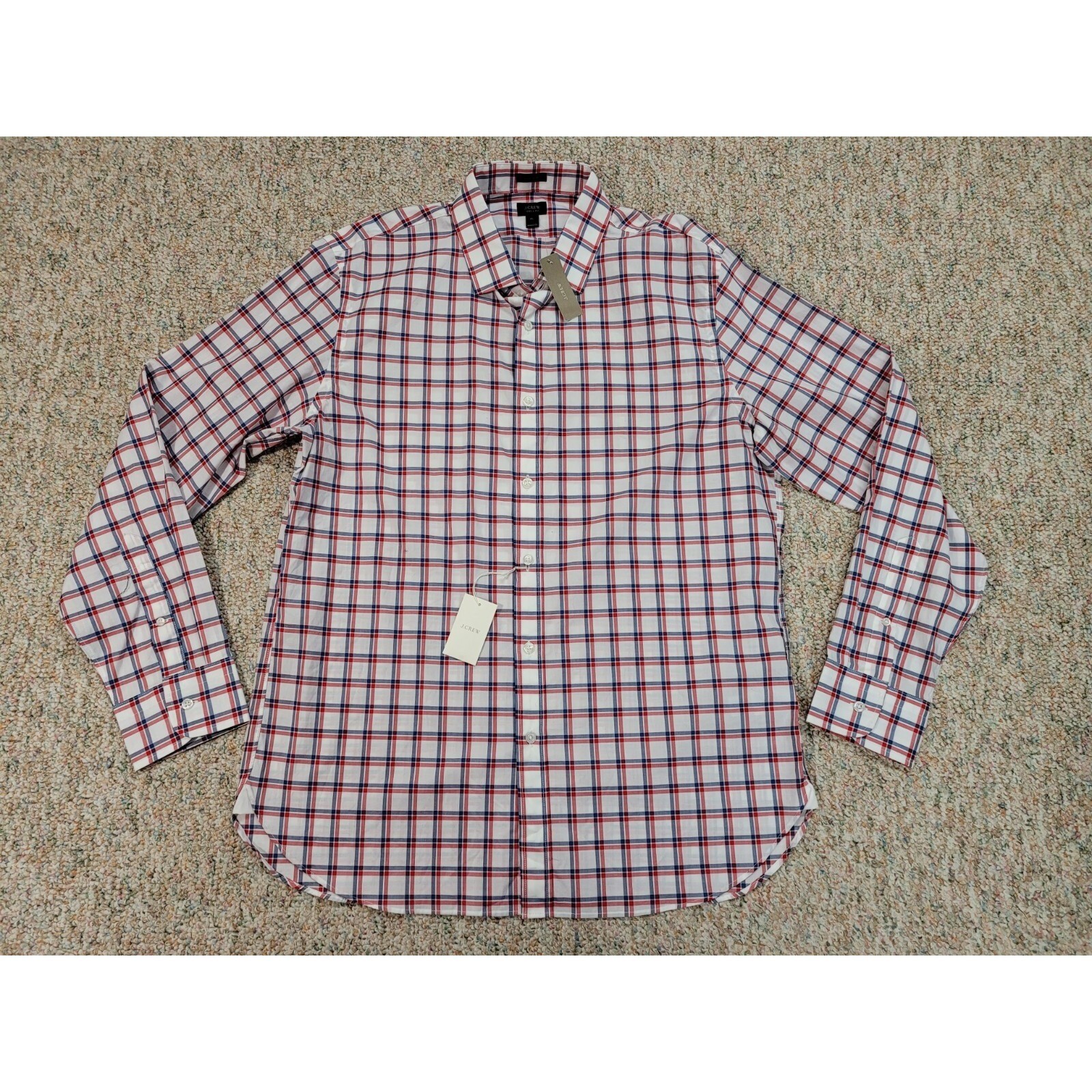 J.Crew Ludlow Shirt Mens XL Red Blue Plaid Slim Fit 120s 2 Ply Cotton NWT G7451