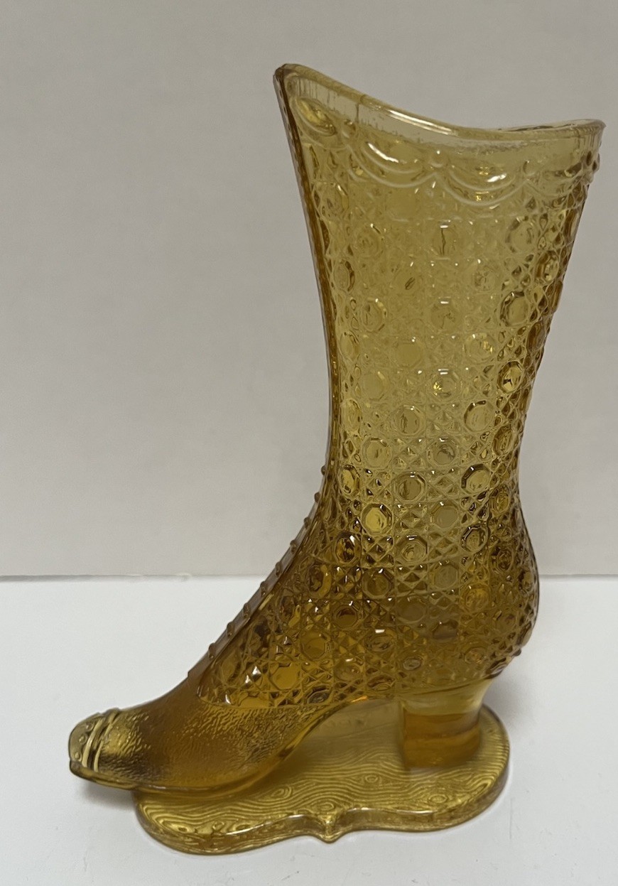Antique Findlay Glass Boot Bouquet Holder Bud Base. Antique Findlay Glass Boot Bouquet Holder Bud Base.