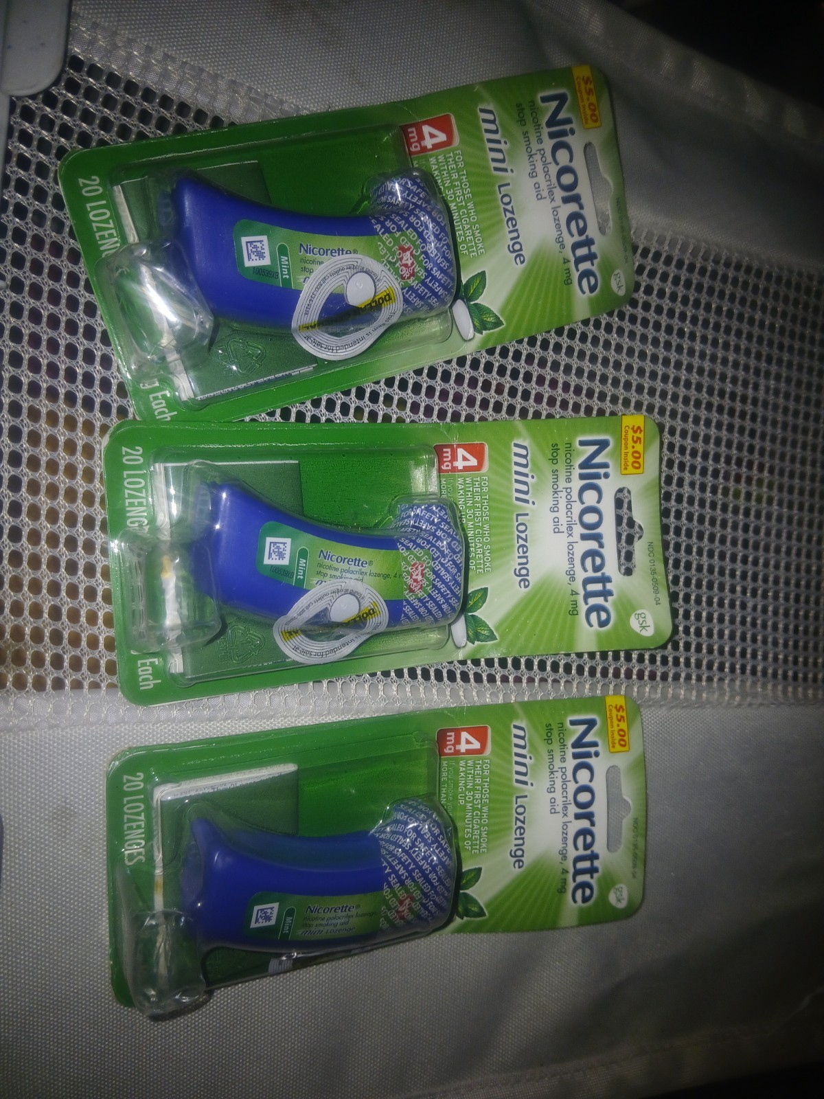 3 pks Nicorette 4 Mg Mini Nicotine Lozenges Quit Smoking Mint Flavor 20 Ct