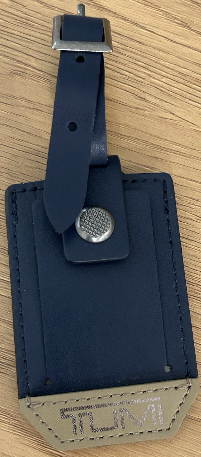 NWOT Tumi Luggage Tag In Navy/Tan. Never Used Direct From Tumi