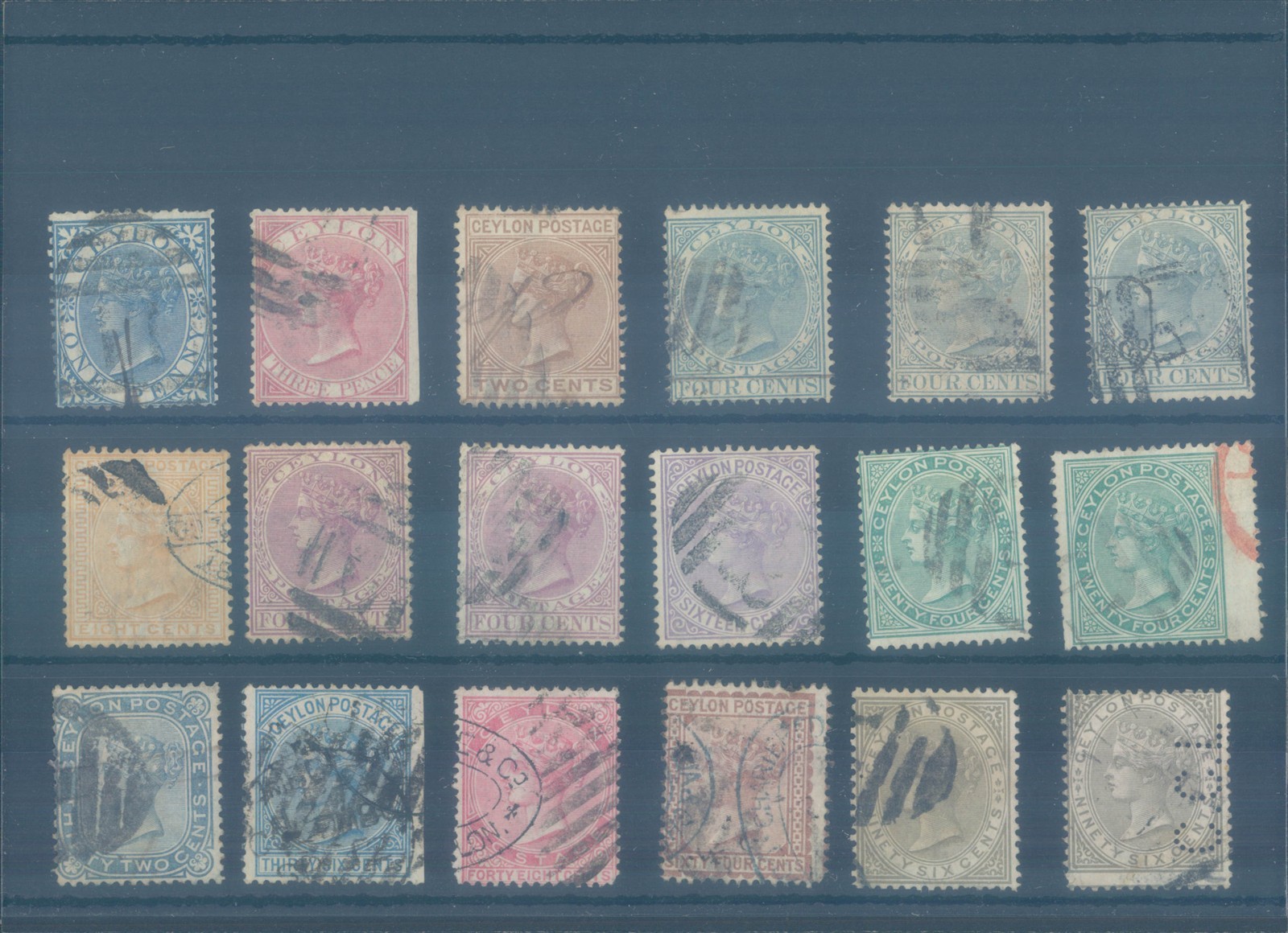 CEYLON 1872-1880 used Victoria stamps - CC watermark CEYLON 1872-1880 used Victoria stamps - CC watermark