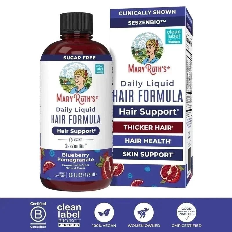 Mary Ruth\'s Daily Liquid Hair Formula Supplement Blueberry Pomegranate Flavor