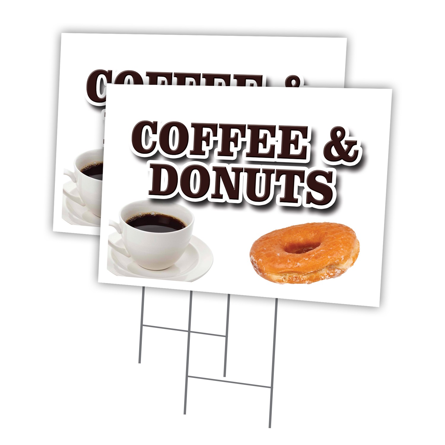 Coffee & Donuts Multi-Pack of Yard Signs & Stake plastic coroplast window