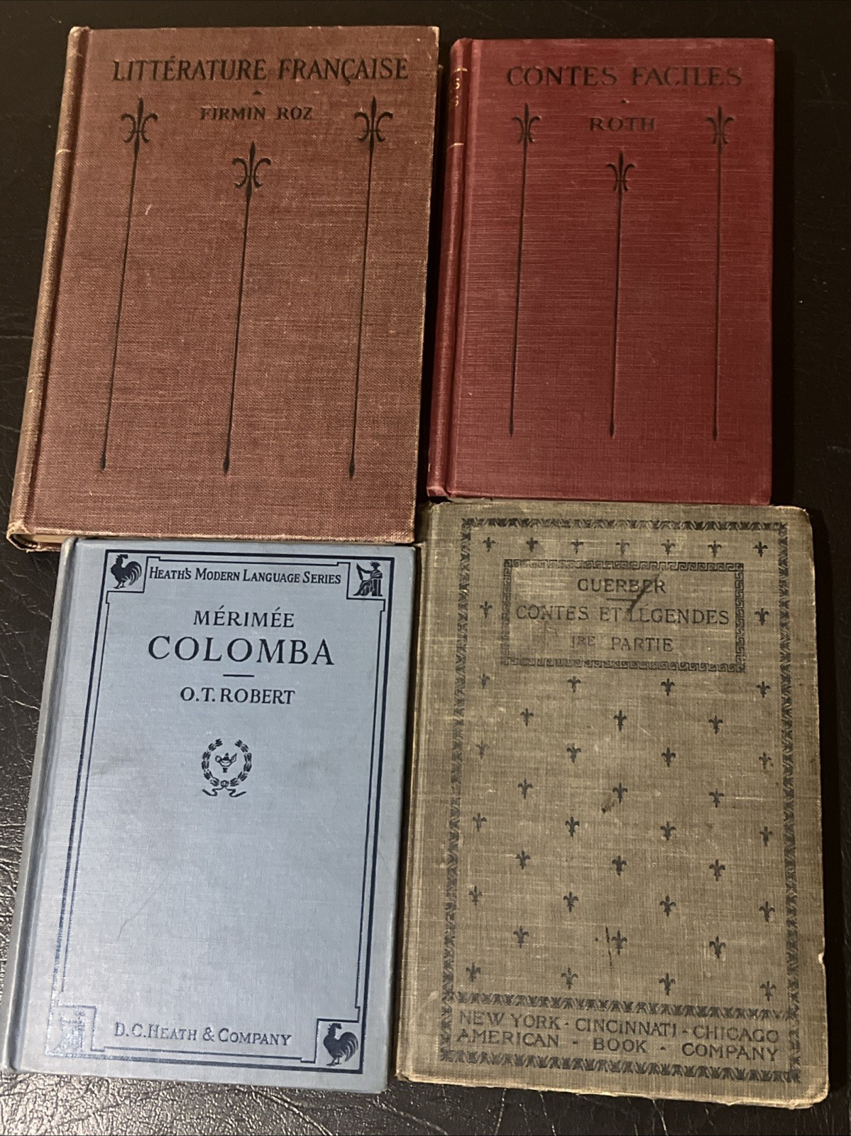 4 Antique French Books Lot Hardback Collection Decorative Vintage Library France 4 Antique French Books Lot Hardback Collection Decorative Vintage Library France