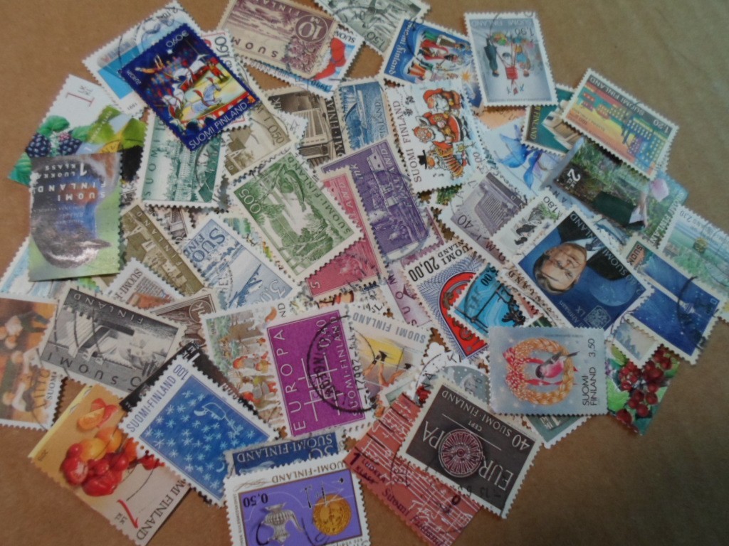 Collection lot 100 different large stamps of Finland