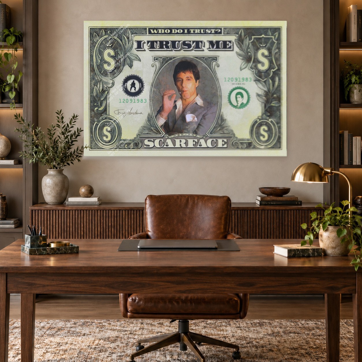 Classic Gangster Movie Tony Montana I Trust Me Canvas Print Money Wall Art
