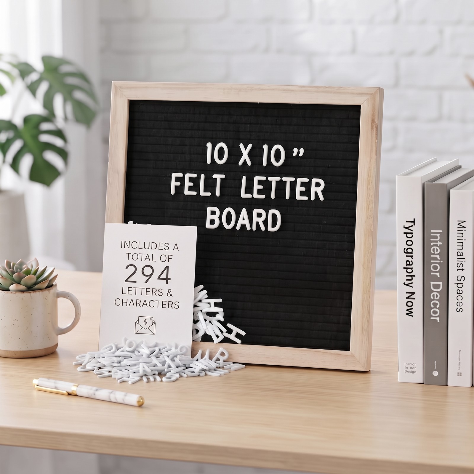 Felt Letter Board 10x10 In Changeable Message Board with 294 Letters Black Wood Felt Letter Board 10x10 In Changeable Message Board with 294 Letters Black Wood
