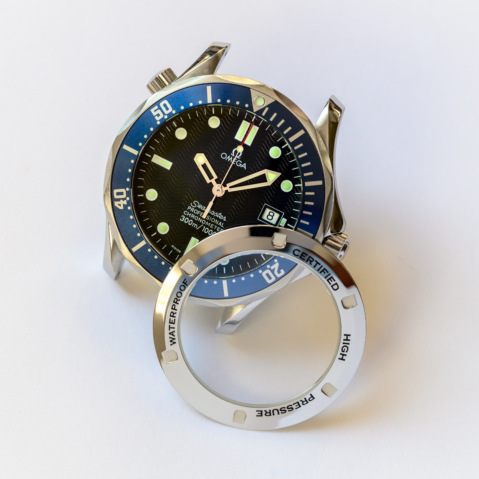 Spiralwinder Watch Parts Sapphire Exhibition Caseback for Seamaster 300m 41mm