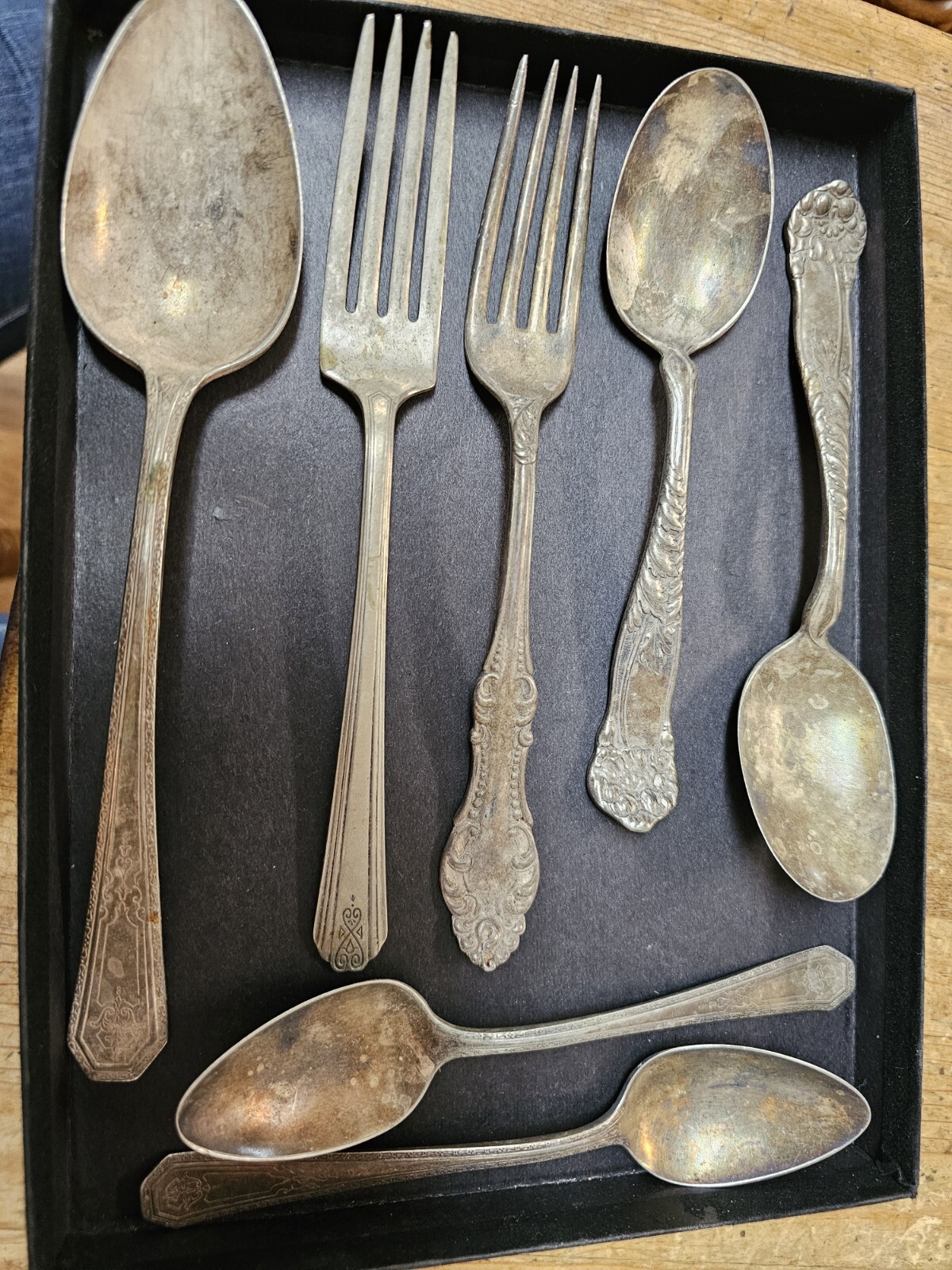 Assortment of vtg Rogers silverplated spoons forks cutlery flatware kitchenware