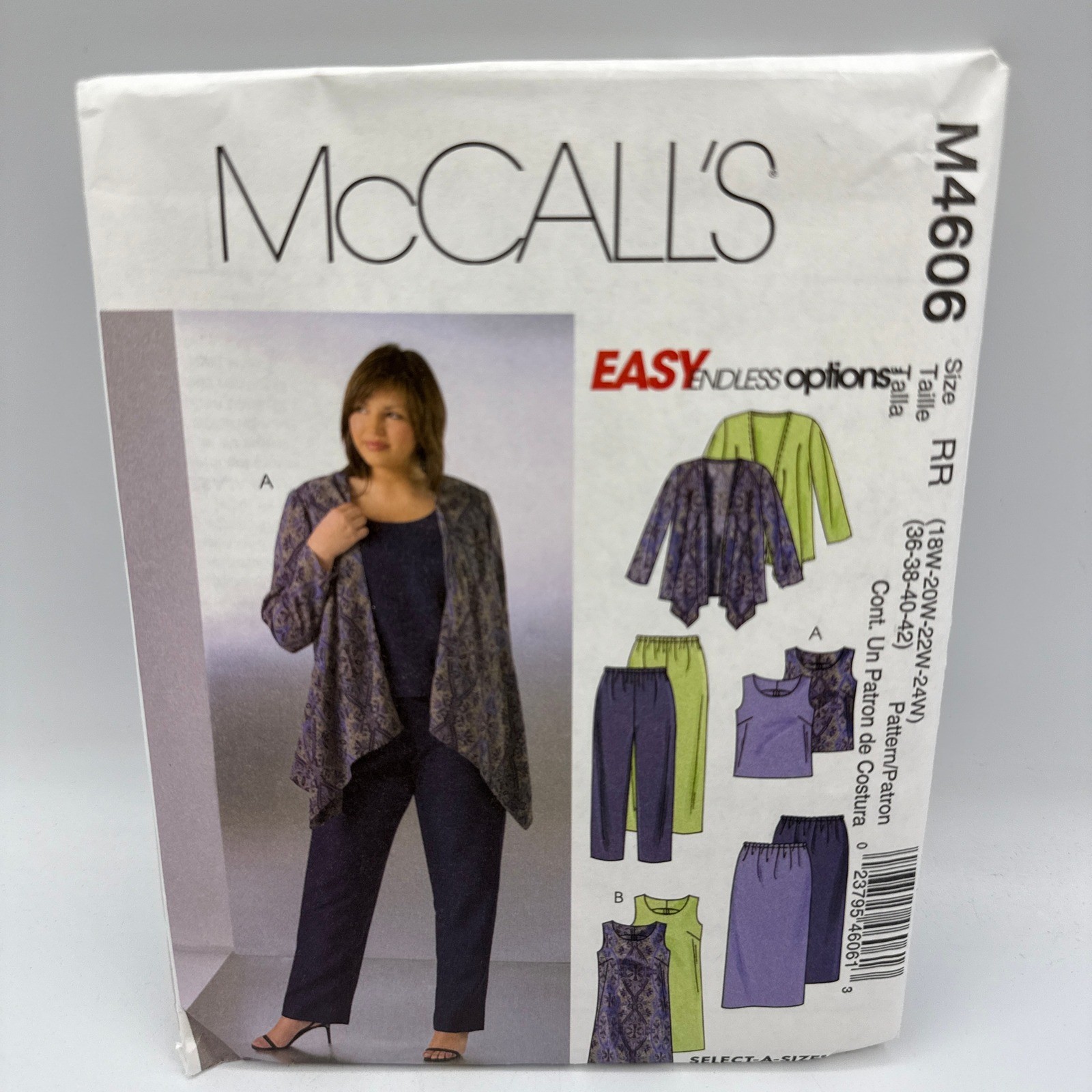 McCall\'s Sewing Pattern M4606 Womens Size 18W-24W Wardrobe Jacket Dress Skirt