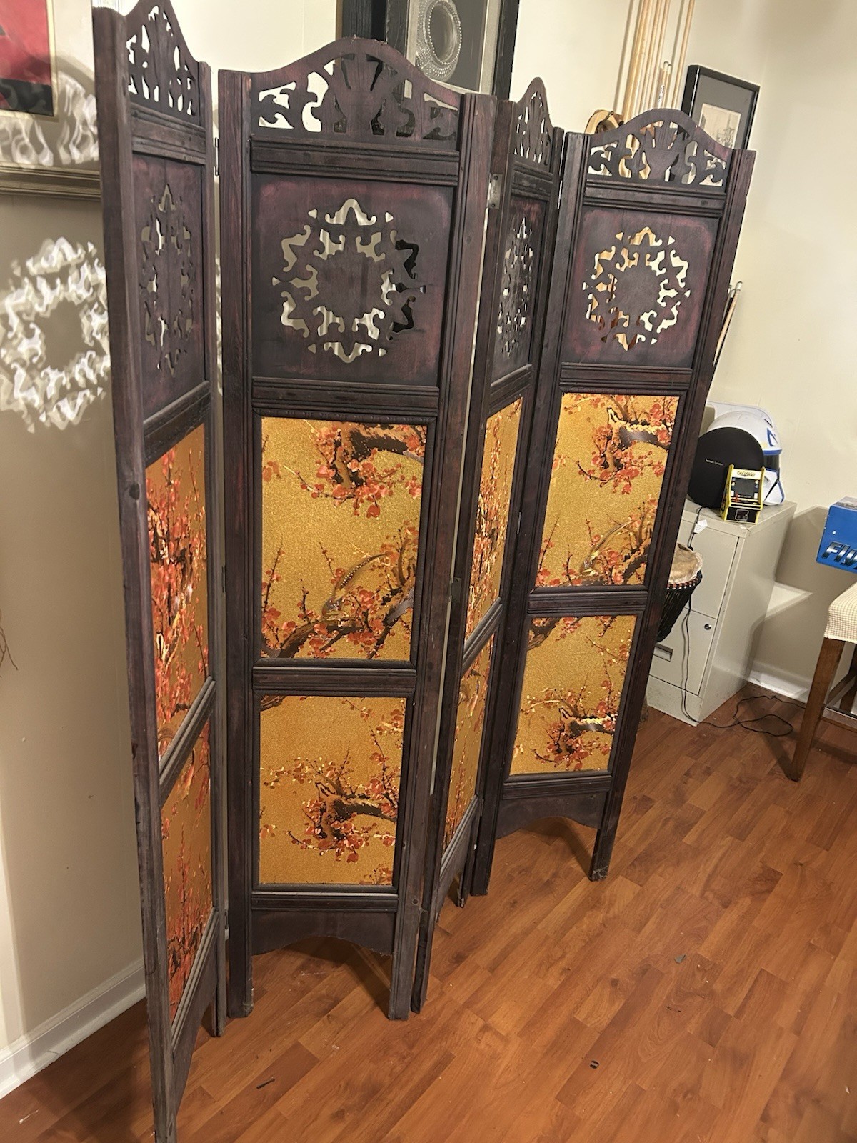chinese gold leaf And Wooden four folding partition Room Divider chinese gold leaf And Wooden four folding partition Room Divider