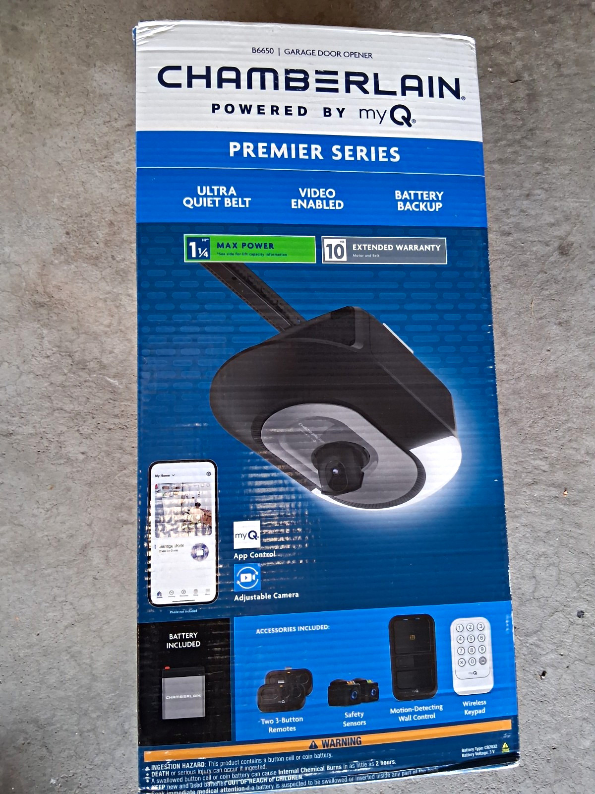 Chamberlain B6650 Belt Drive Garage Door Opener myQ Wi-Fi Video Battery Backup
