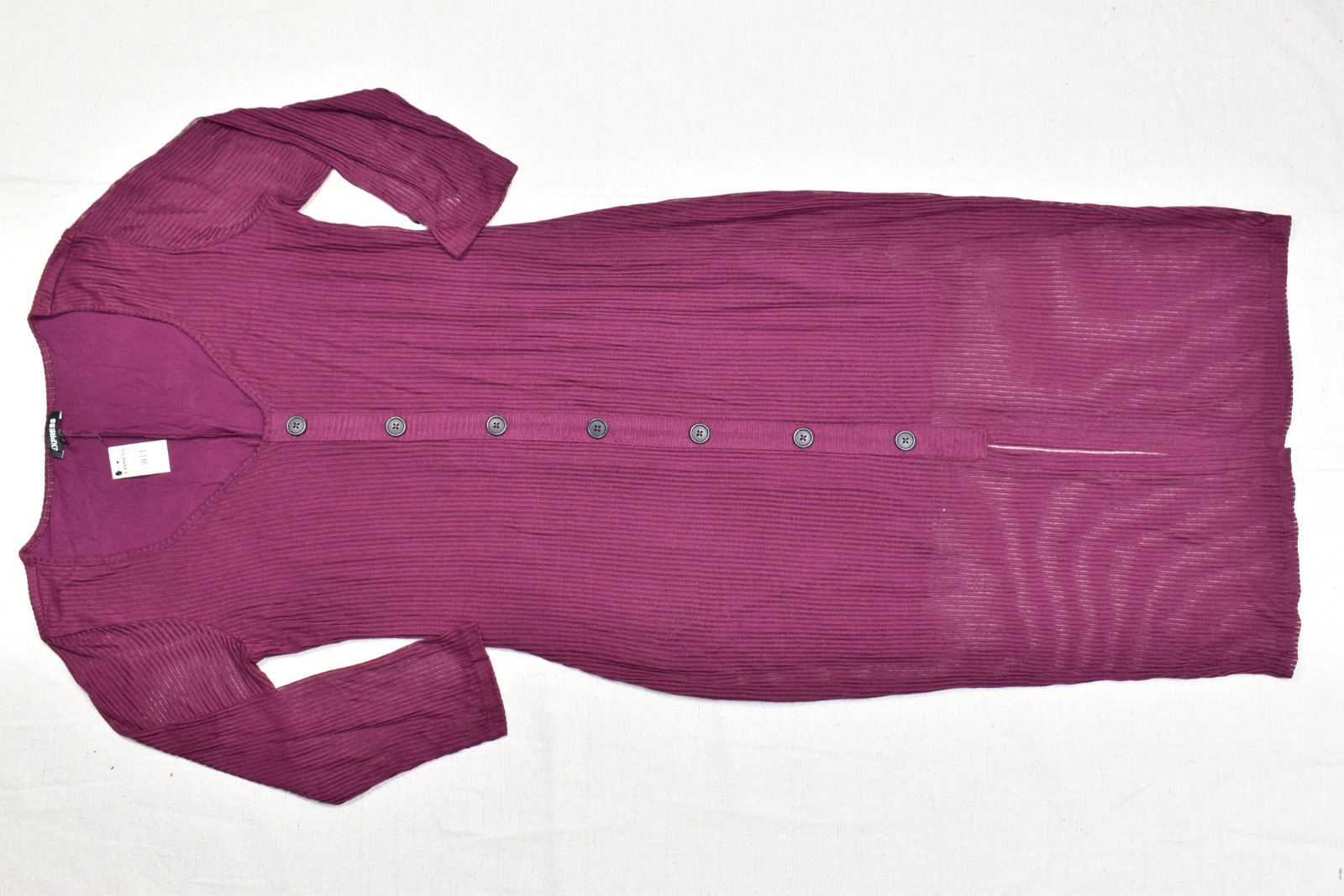 Express Women\'s Plum Purple Ribbed Knit Button-Front Midi Dress Size L NWT Express Women\'s Plum Purple Ribbed Knit Button-Front Midi Dress Size L NWT