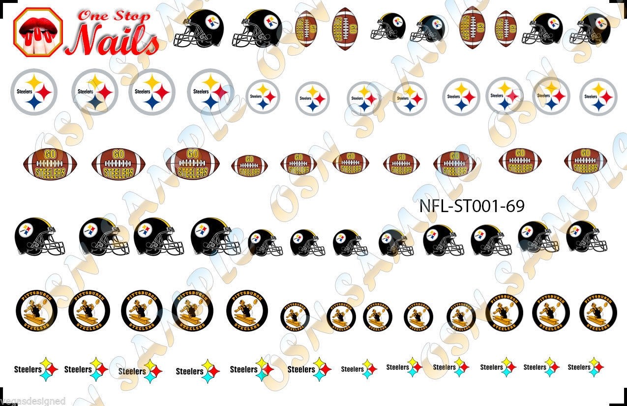 69pcs Pittsburgh Steelers Nail Art Decals Stickers Transfers ST001-69