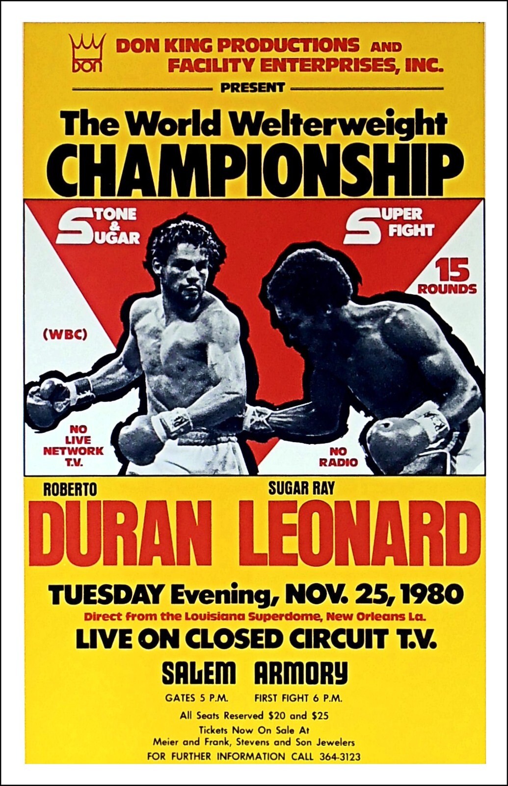 Fight Poster Boxing First Sugar Ray Leonard Vs Roberto Duran 2 Kings 11x17 Art Fight Poster Boxing First Sugar Ray Leonard Vs Roberto Duran 2 Kings 11x17 Art