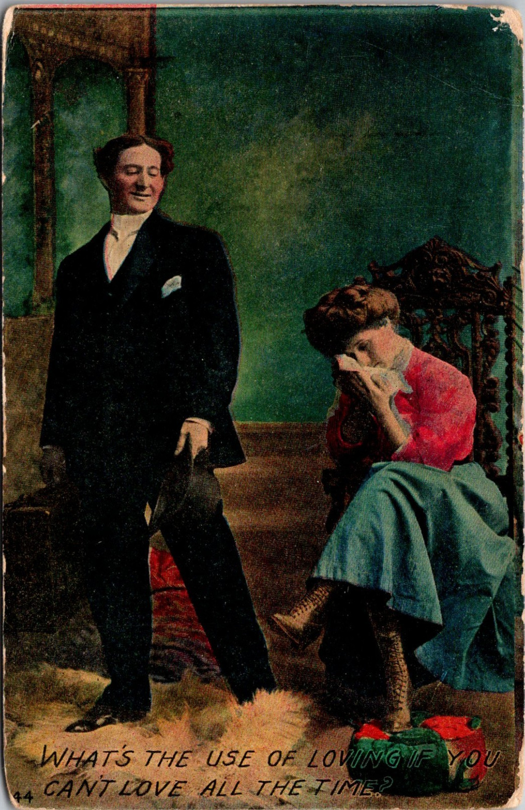 What's The Use of Loving If You Can't Love 1909 Victorian Romance Postcard TPR11