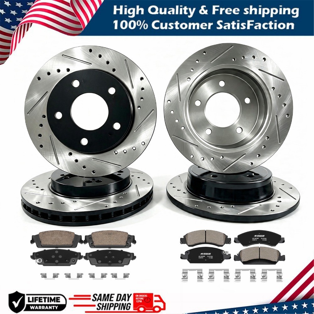 Front Rear Drilled Rotors Ceramic Brake Pads for Sebring Avenger Eclipse Talon Front Rear Drilled Rotors Ceramic Brake Pads for Sebring Avenger Eclipse Talon