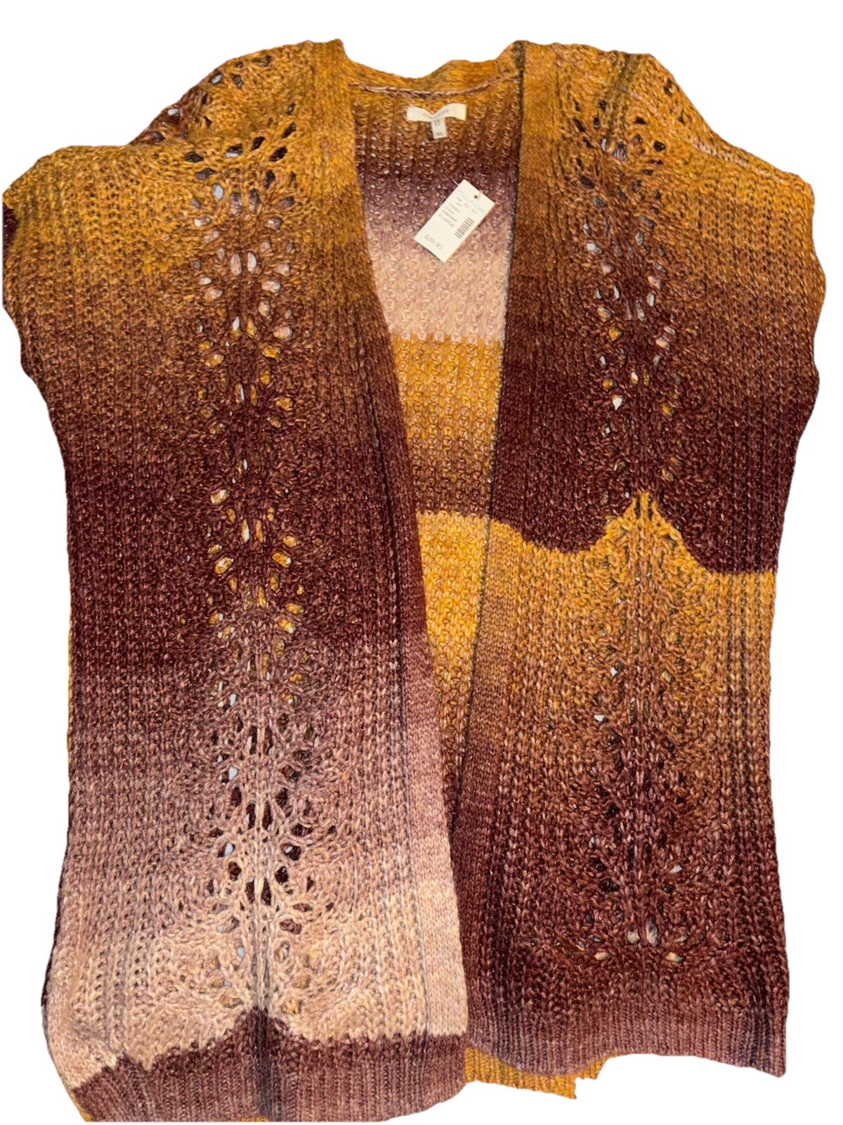 Maurice’s Women’s Cardigan,Long Sleeve. Yellow, Cream, Brown Design Size XL NEW