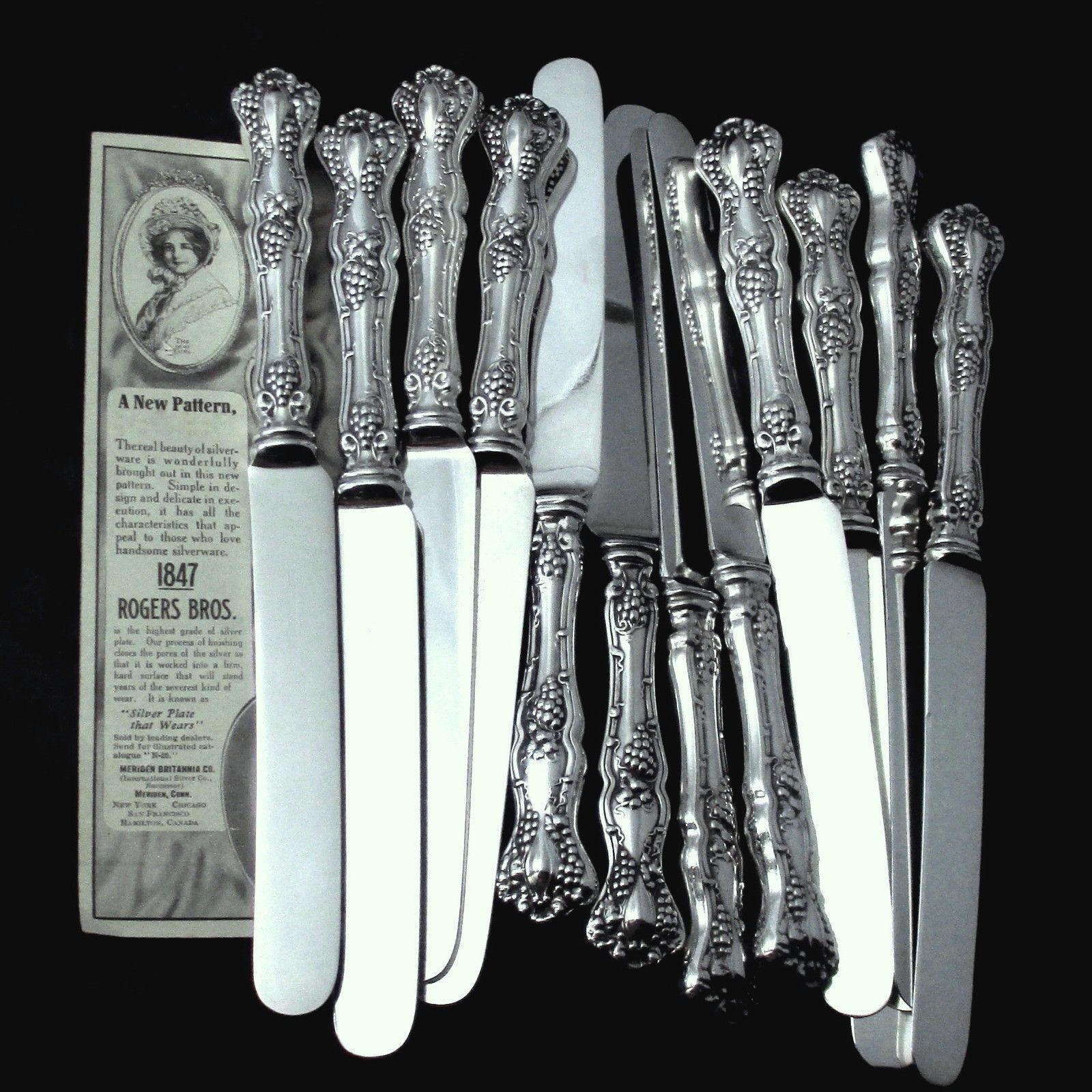 🥇 VINTAGE GRAPE 1847 ROGERS HH DINNER KNIFE 9 ¾” ⭐⭐⭐⭐⭐ SOLD BY PIECE 
