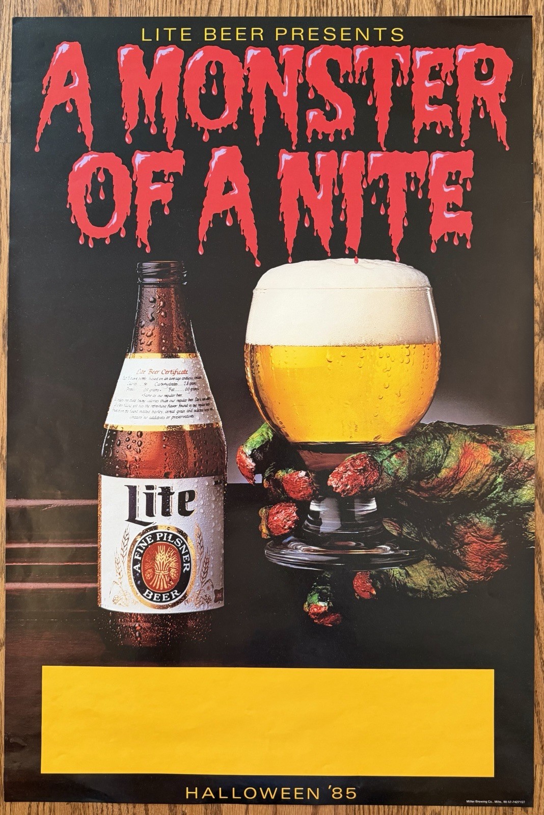 Vintage Miller Lite Beer Poster Halloween 1985 NOS Vintage Miller Lite Beer Poster Halloween 1985 NOS