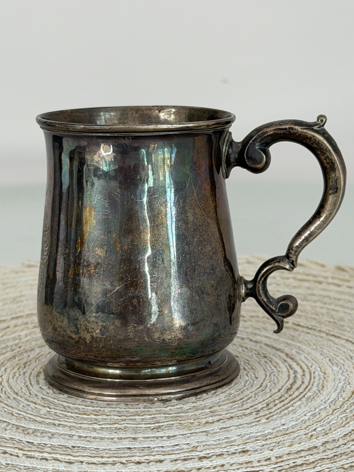 Antique Sterling Silver Tankard Christening Mug 219g Hallmarked Engraved